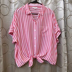 BeachLunchLounge Striped Pink Tie Front Top